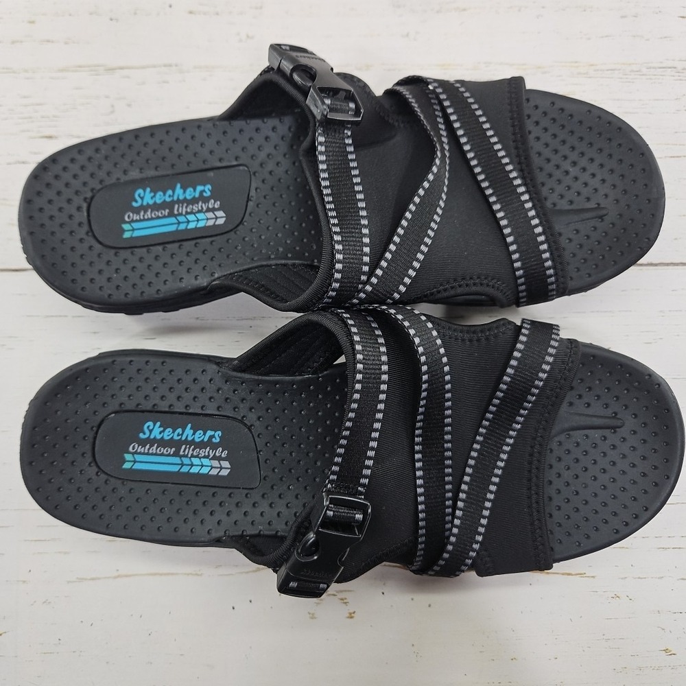 Skechers Sandals Womens Size 10 Black Reggae Slide Outdoor Lifestyle 56196S - Picture 5 of 10